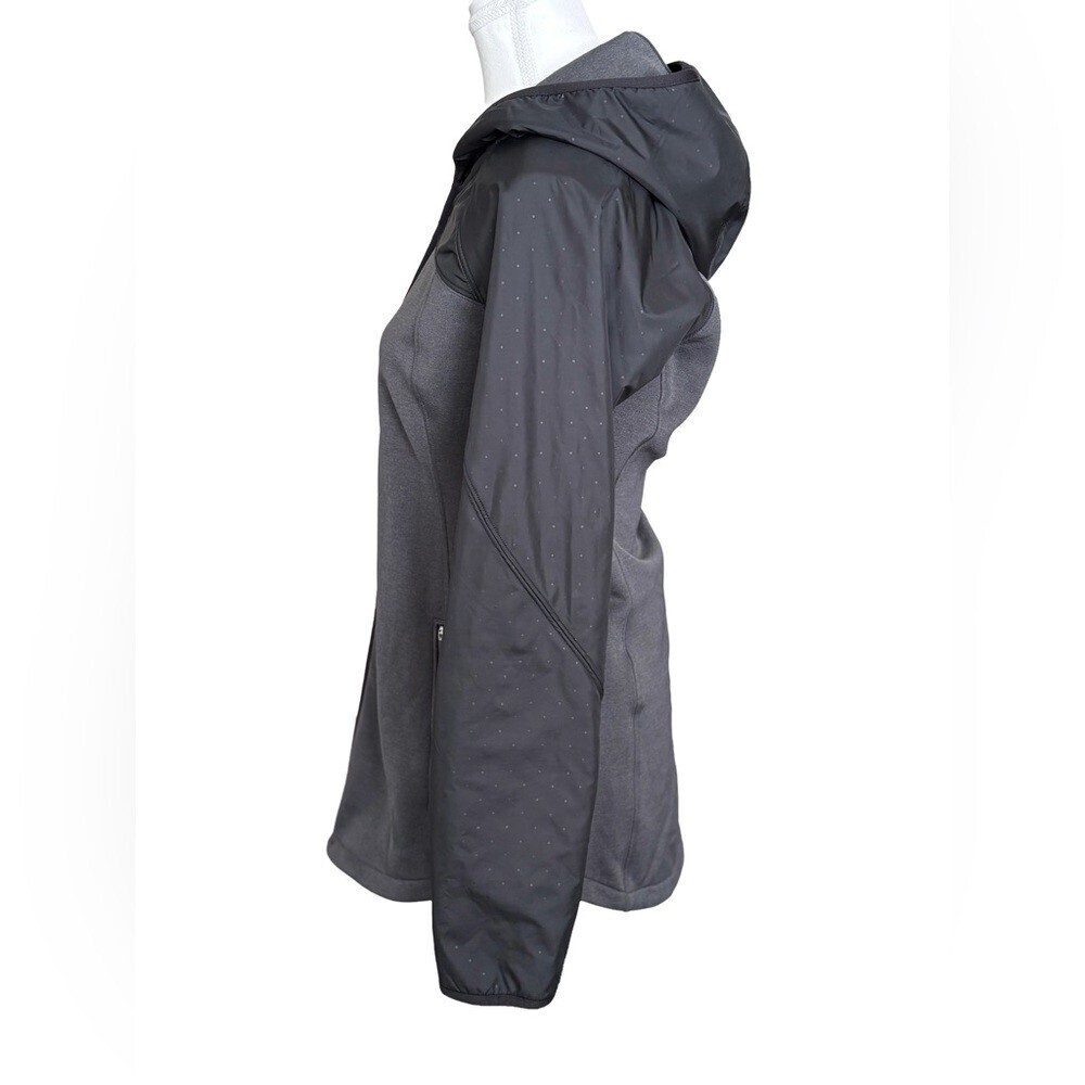 The North Face Women’s Grey Black Hybrid Hooded Jacket Fleece Zip Medium - Picture 3 of 6